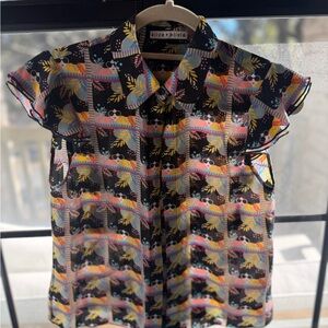 Alice + Olivia Willa flutter sleeve silk top